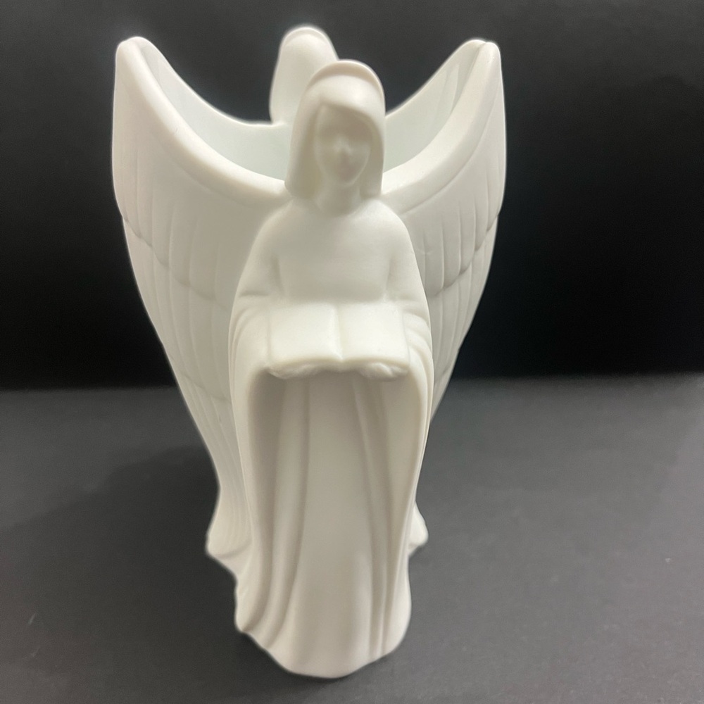 Avon Angel Votive Candle Holder White Bisque